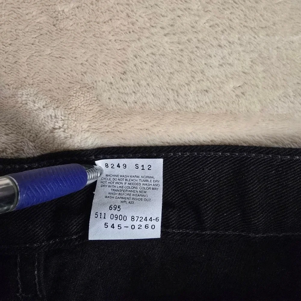 Vintage Levis 545 Mens 42x34 Baggy Fit Black Denim Jeans Made USA Distressed 969
